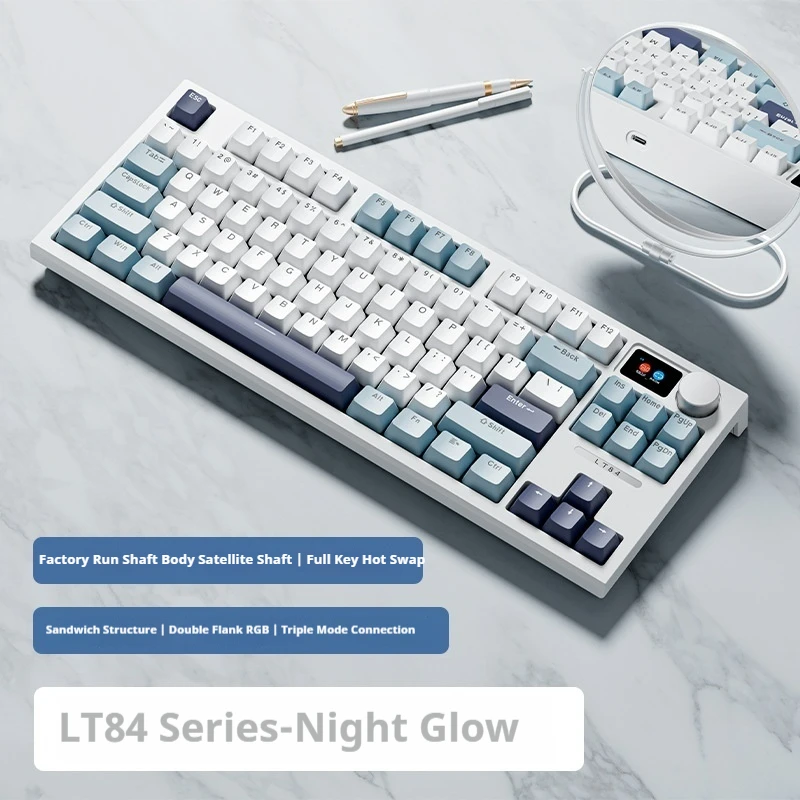 

Langtu Lt84 Mechanical Keyboard 84 Key Wired Wireless Bluetooth 3 Modes Examination Rgb Effect Game Competitive Boy Gift