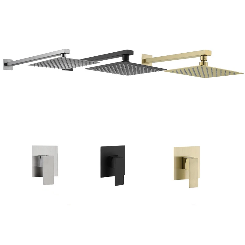 

Brushed Gold Rain Shower System Rainfall Shower Faucet Complete Set