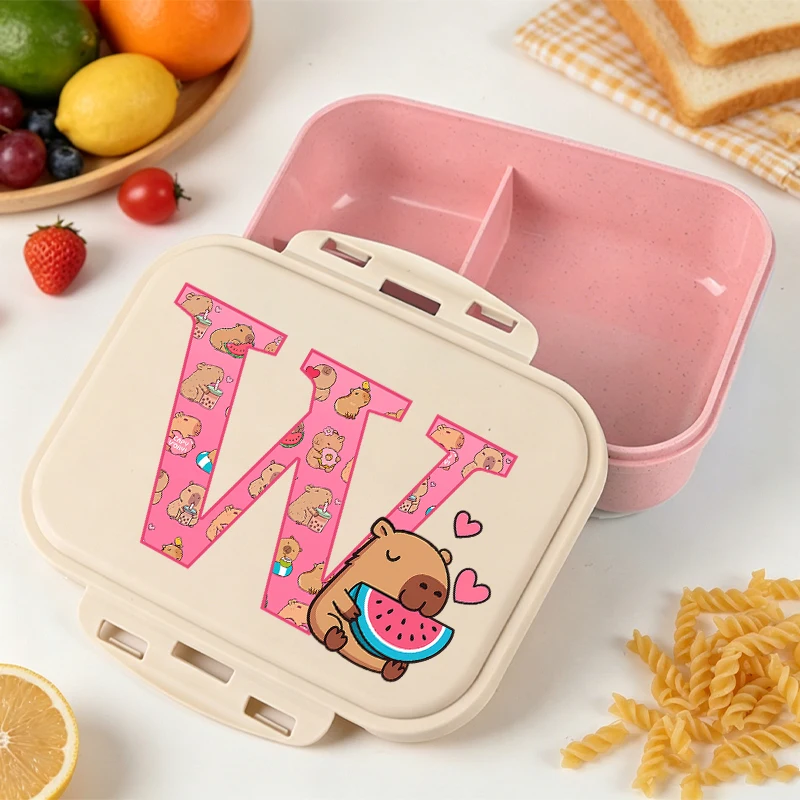 Capibara Large Capacity Bento Box for Boys Girls Anime Cartoon Printed Lunch Bag Student Picnic Portable Food Storage Container