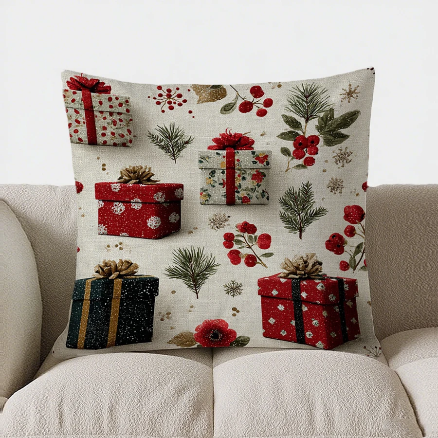 Blue Gift Boxes Pattern throw pillow cover with short plush print for living room sofa decoration cushion cover pillow covers