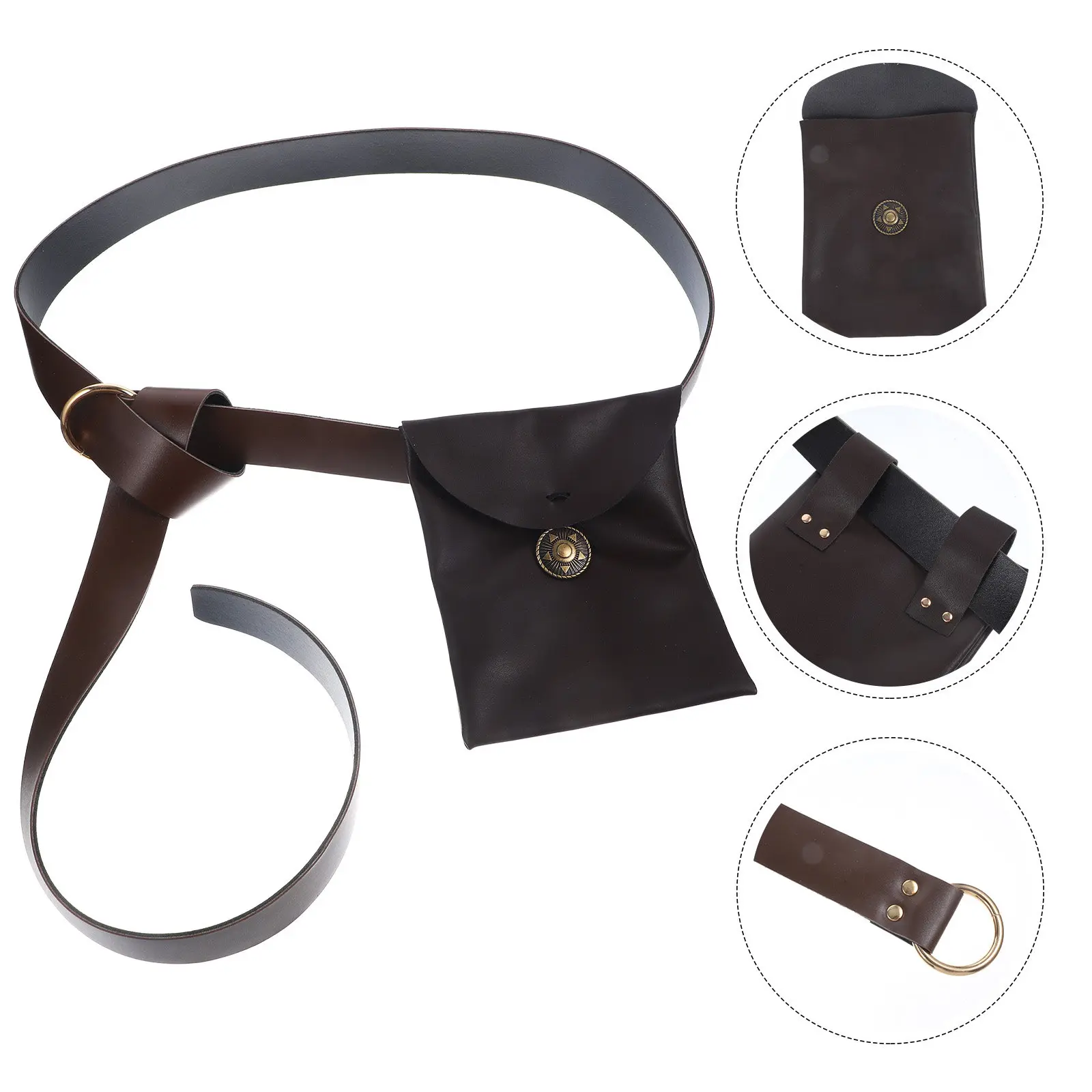 

1Set Medieval Vintage Waist Belt Bag PU Fanny Pack Cosplay Party Supply Renaissance Costume Accessories Pirate Purse
