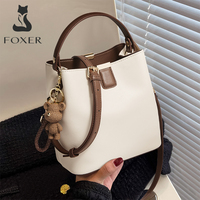 FOXER Split Leather Bucket Crossbody Bag For Women,2025 New Fashion Retro Girl's Large Capacity Shoulder Handbag Purses