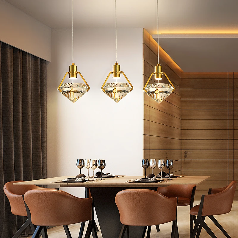 Modern Led Crystal Diamond Chandelier For Bedside Dining Hotel Table Light Luxury Elegance Indoor Lighting Fixture Lampara Techo