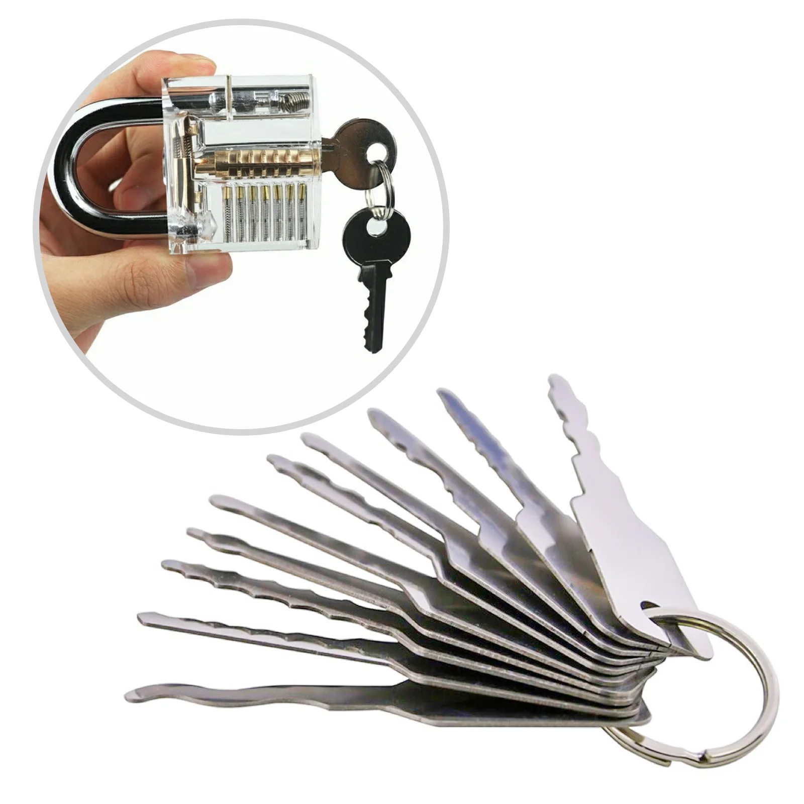 10PCS Stainless Steel Jiggler Keys Dual Sided Car Unlocking Lock Opening Repair Kits locksmith tool Repair Tool Set