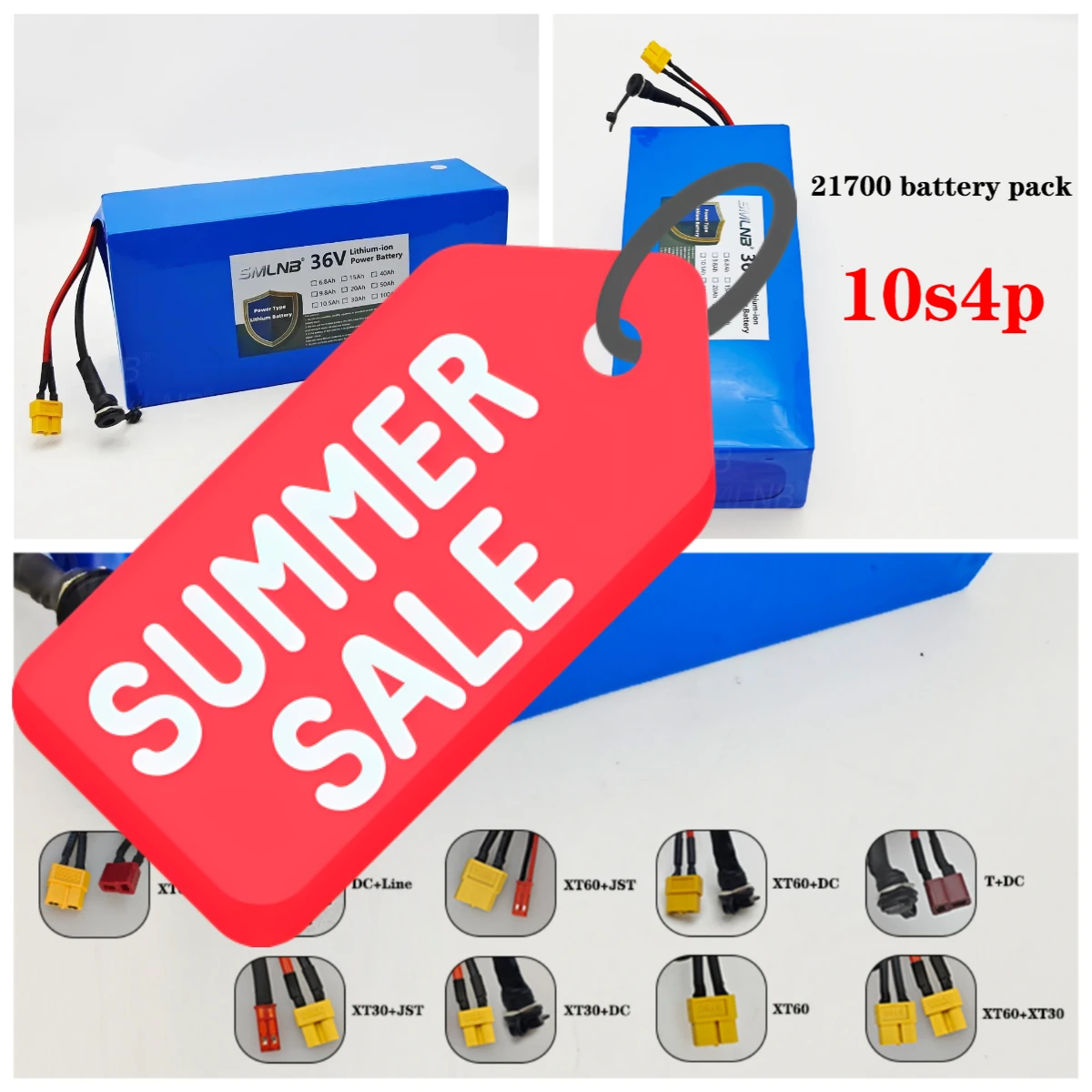 

21700 various energy storage backup 10S4P 36V 20Ah lithium battery pack,1000W high-power built-in BMS,