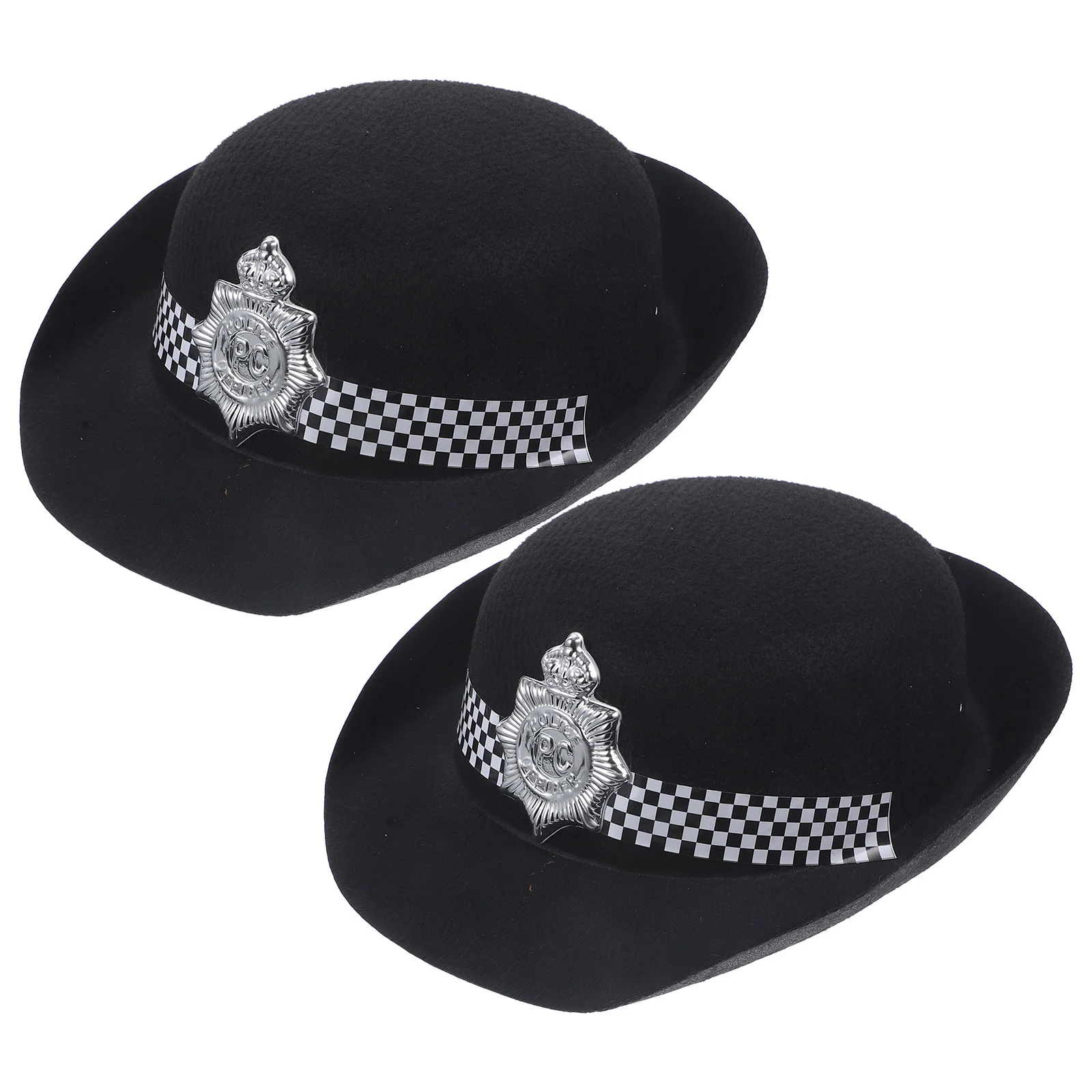 2 Pcs Police Cap Lifelike Hats Stage Performance Caps Toddler Costumes Scalable Party Props Felt Cloth Kids Policemen Tots Toys