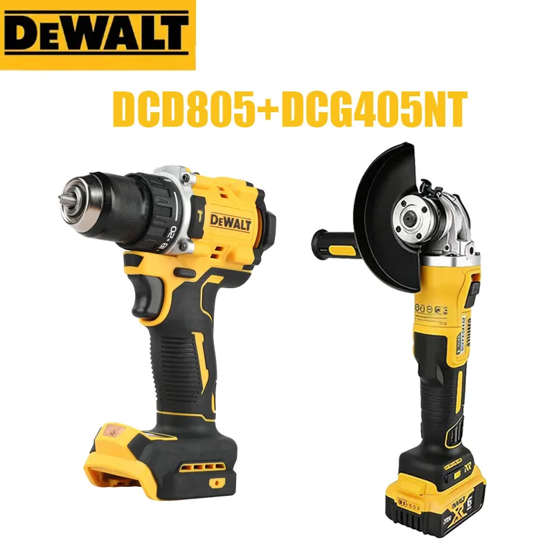 

Бесщеточная угловая шлифмашина DEWALT DCG405NT 20В и дрель-шуруповерт DCD805 для авторемонта, комбинированный набор электроинструментов