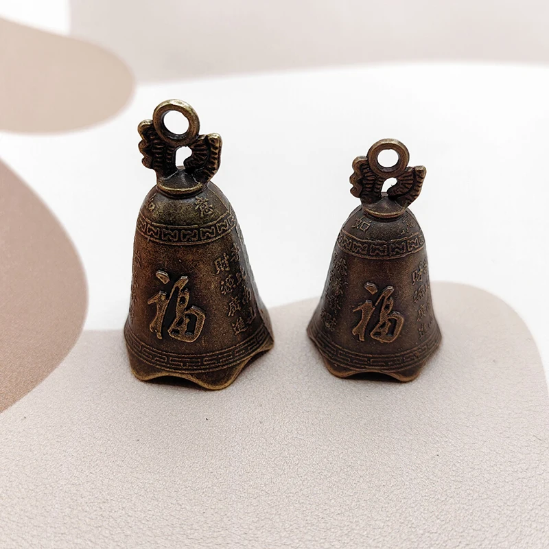 Antigo Mini latão cobre escultura Bell, Guanyin Bells, Shui Feng Bell, Convite Buda Budismo