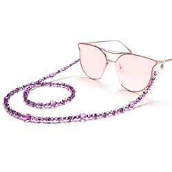 Purple Acrylic fashion Simple Vintage Casual Beaded Eyeglass Eyewears Sunglasses Reading Glasses Chain Cord Holder Headphone cha