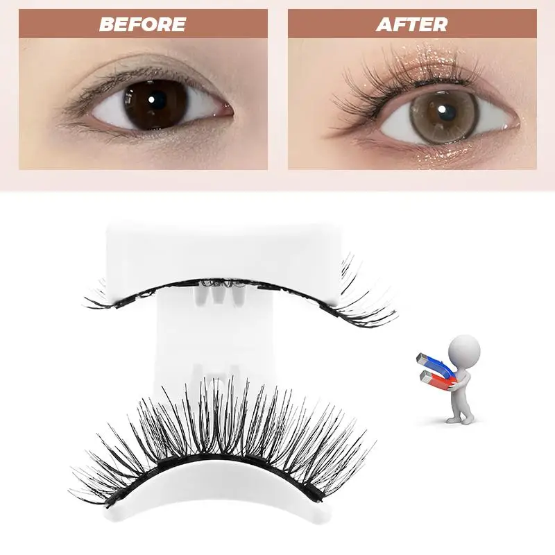 1Pair Natural Look Magnetic Eyelashes Easy to Wear Reusable Magnetic Lashes Kit Wispy Magnetic Eyelashes with Applicator