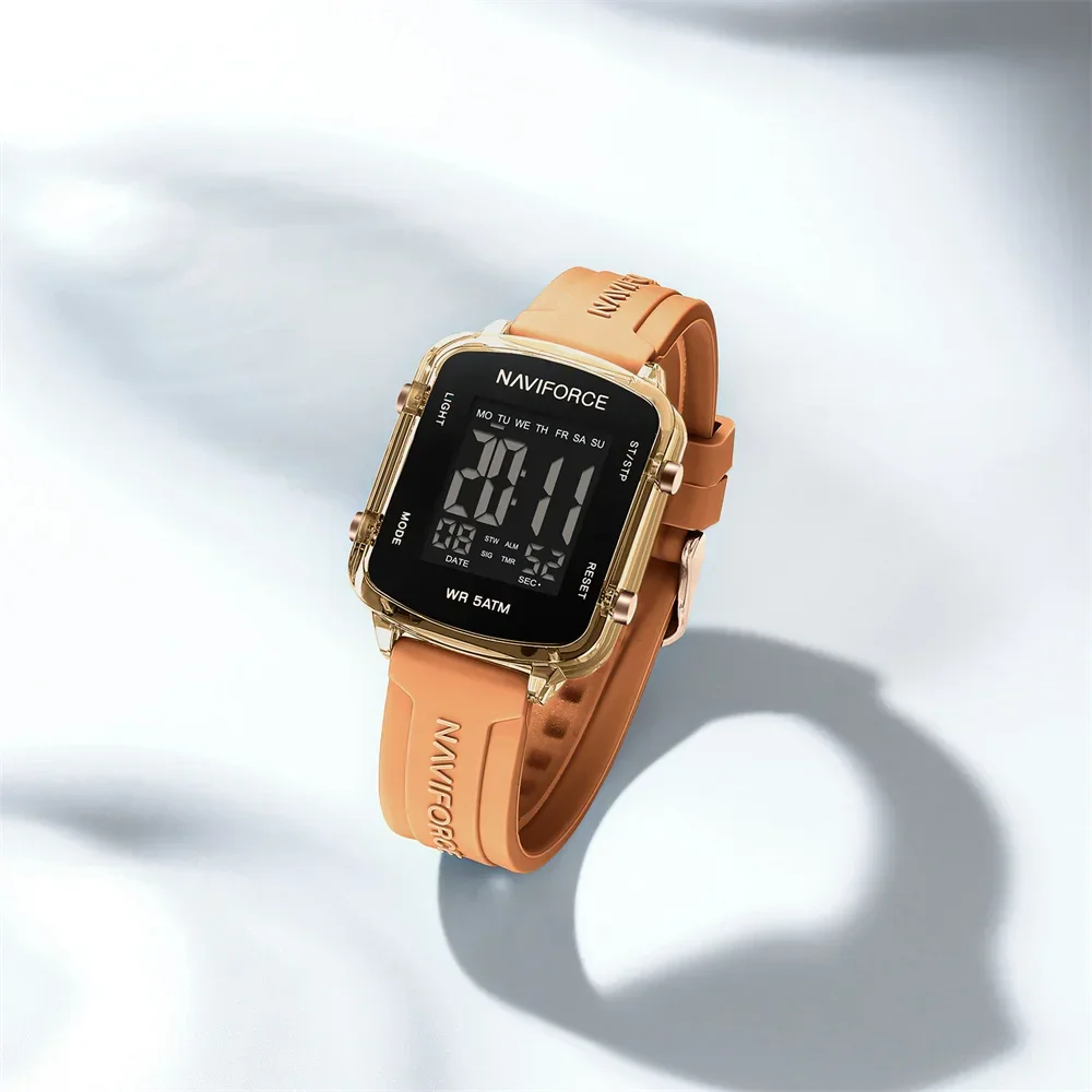 NAVIFORCE 7120, новые женские электронные часы, водонепроницаемые светящиеся наручные часы с календарем, модные цифровые часы для женщин, reloj mujer
