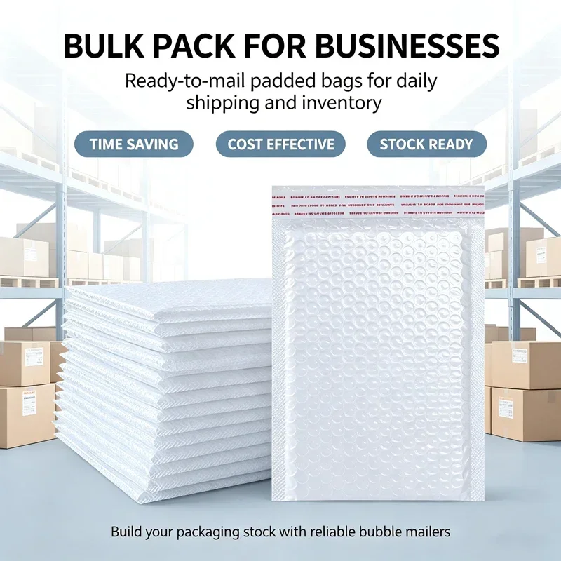 50Pcs Pearlescent Film Waterproof Bubble Bag Packaging Express Bag White Foam Self Seal Pack Bag ShippingbagThickened Envelope