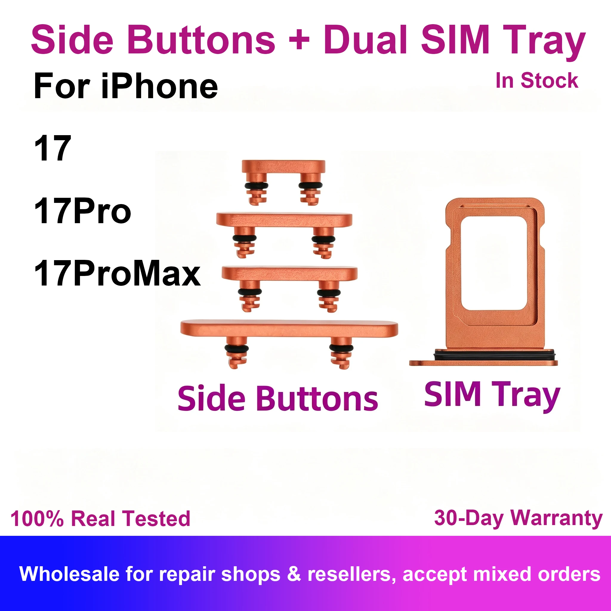 Full Set Side Key Dual SIM Card Tray Holder Mute Power Volume Button For iPhone 17 Pro Max Replacement Repair Parts
