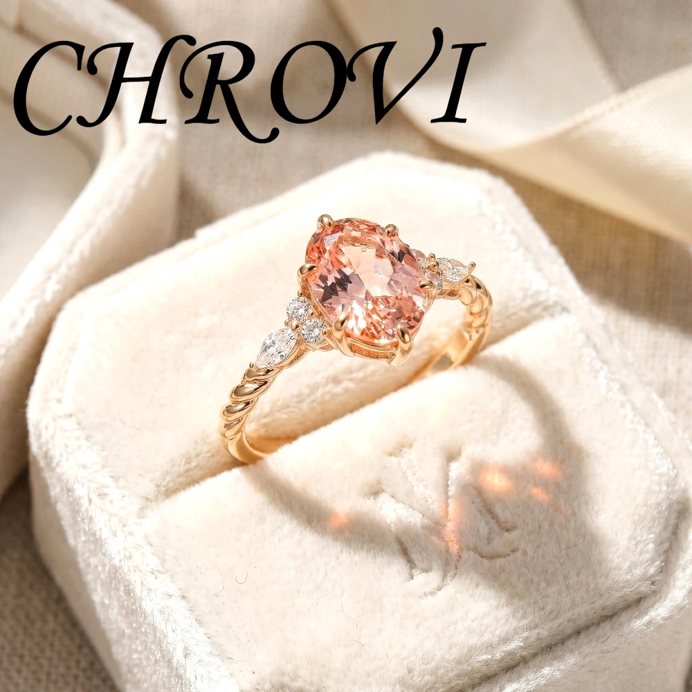 

Vintage 925 Sterling Silver Pink Orange Ring Set with High Carbon Diamond Twisted Rope Wedding Ring for Women
