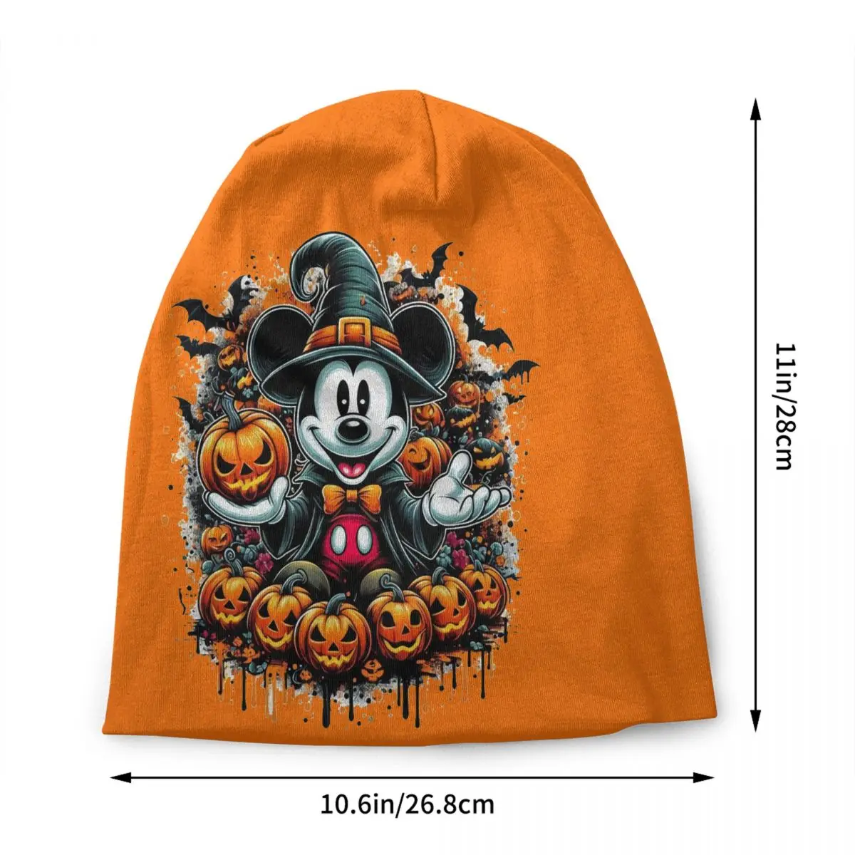 Custom Halloween Mickey Mouse Pumpkin Bonnet Hats Fashion Knitted Hat For Women Men Winter Warm Skullies Beanies Caps