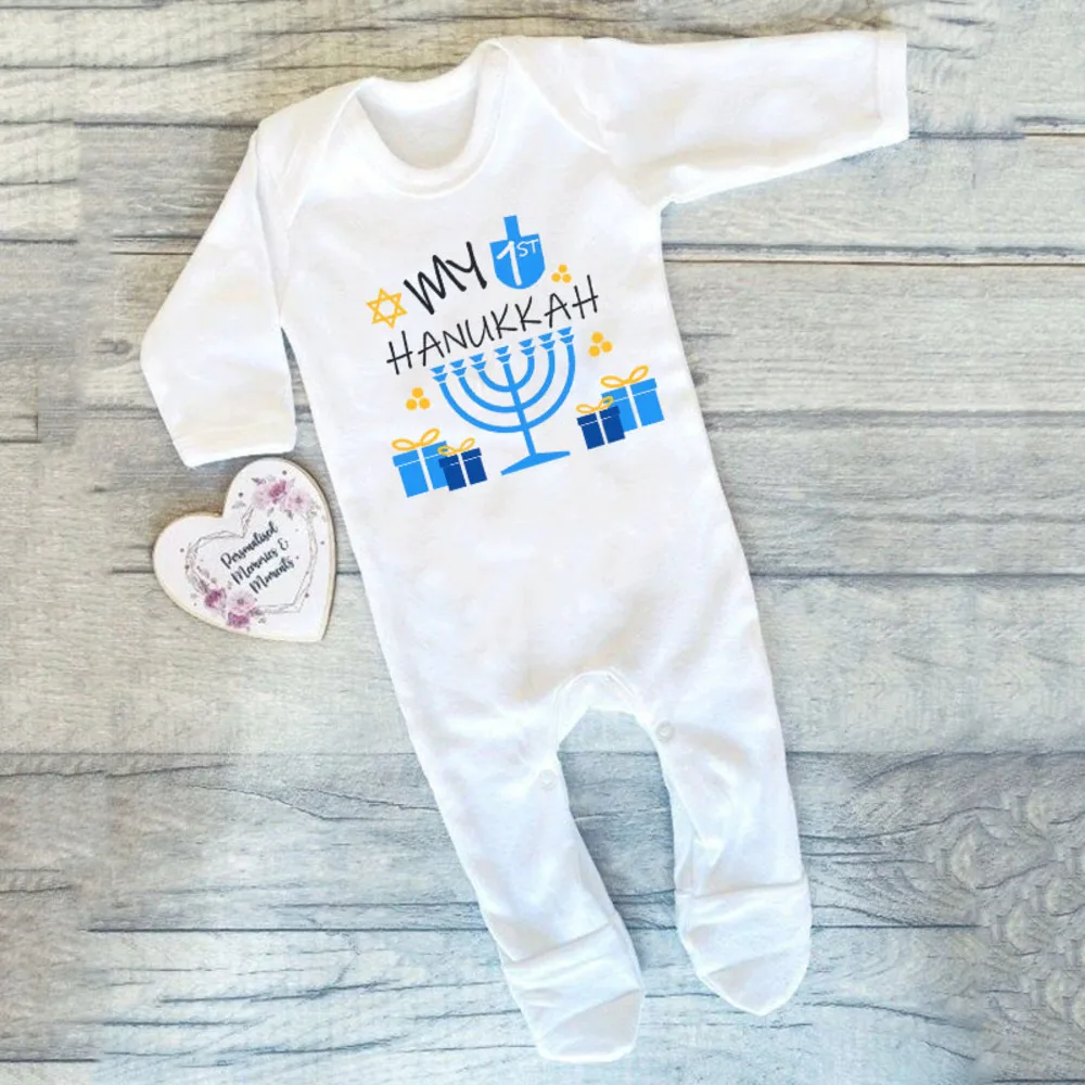 My First Hanukkah Baby Sleepsuit 1st Hanukkah Jewish Holiday Celebration Gift Rompers Toddler Shower Bodysuits Clothes