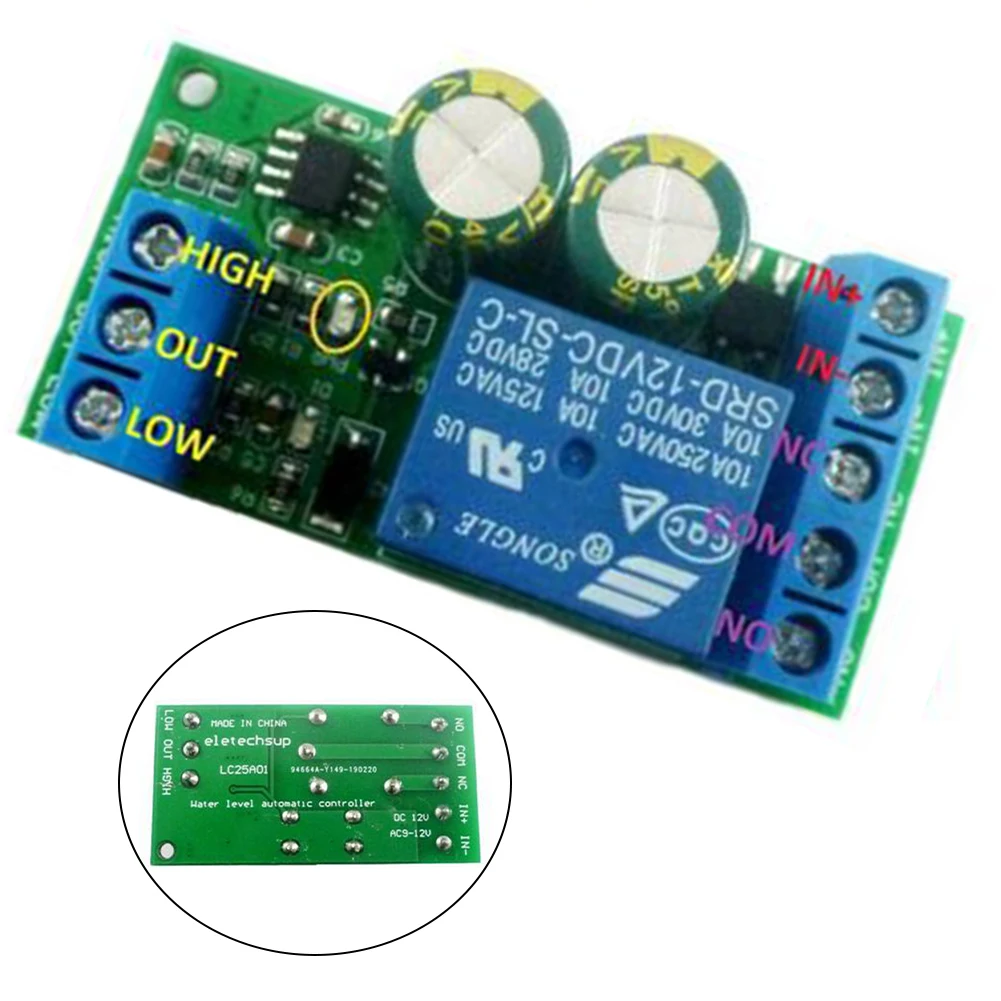 1pc 12V Water Level Automatic Controller Liquid Level Sensor Module Switch Control Relay Board For Aquarium Fish Tank Farm Water