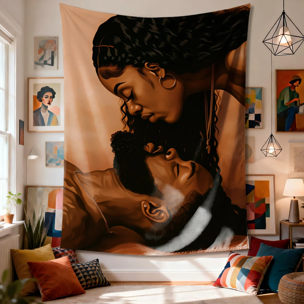 Two figures in close intimate Digital printing polyester wall tapestry suitable for use living rooms bedrooms offices bars party