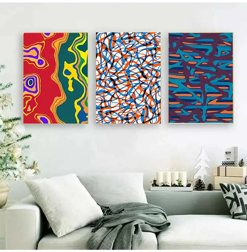 Classic Abstract Art Poster, Colorful Line Image Printing Canvas Art Painting, Used for Home Room Decoration Poster, Frameless