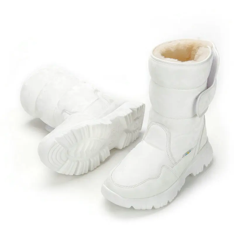 White snow boots for parent-child boys and girls simple camouflage skiing tourism thickened waterproof and anti slip