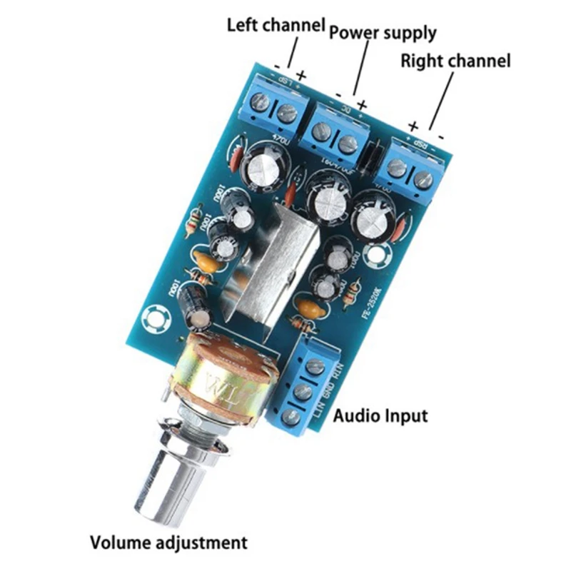 Papan Audio Amplifier daya TEA2025B, Amplifier Mini 2.0 saluran suara Stereo AMP 3Wx2 Home Sound theater