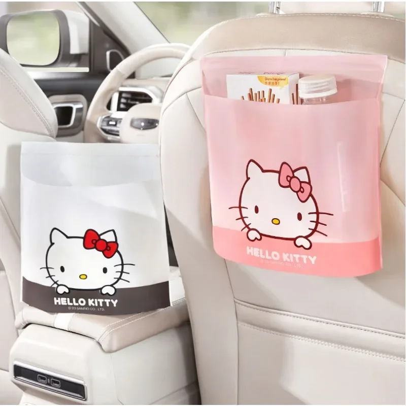 20pcs Hello Kitty Trash Bag Kawaii Large Capacity Sticky Automobile Self-Adhesive Deskside Garbage Clean Pouch Desktop Organizer