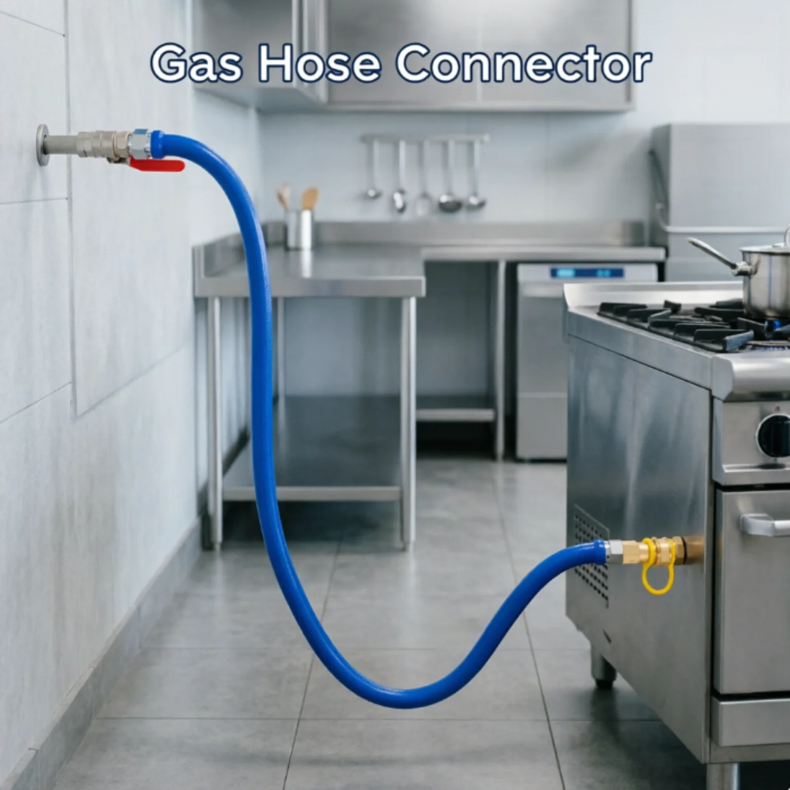 Commercial Kitchen Plumbing - Niebiesko-żółty przewód gazowy, wysokiej jakości, wytrzymały