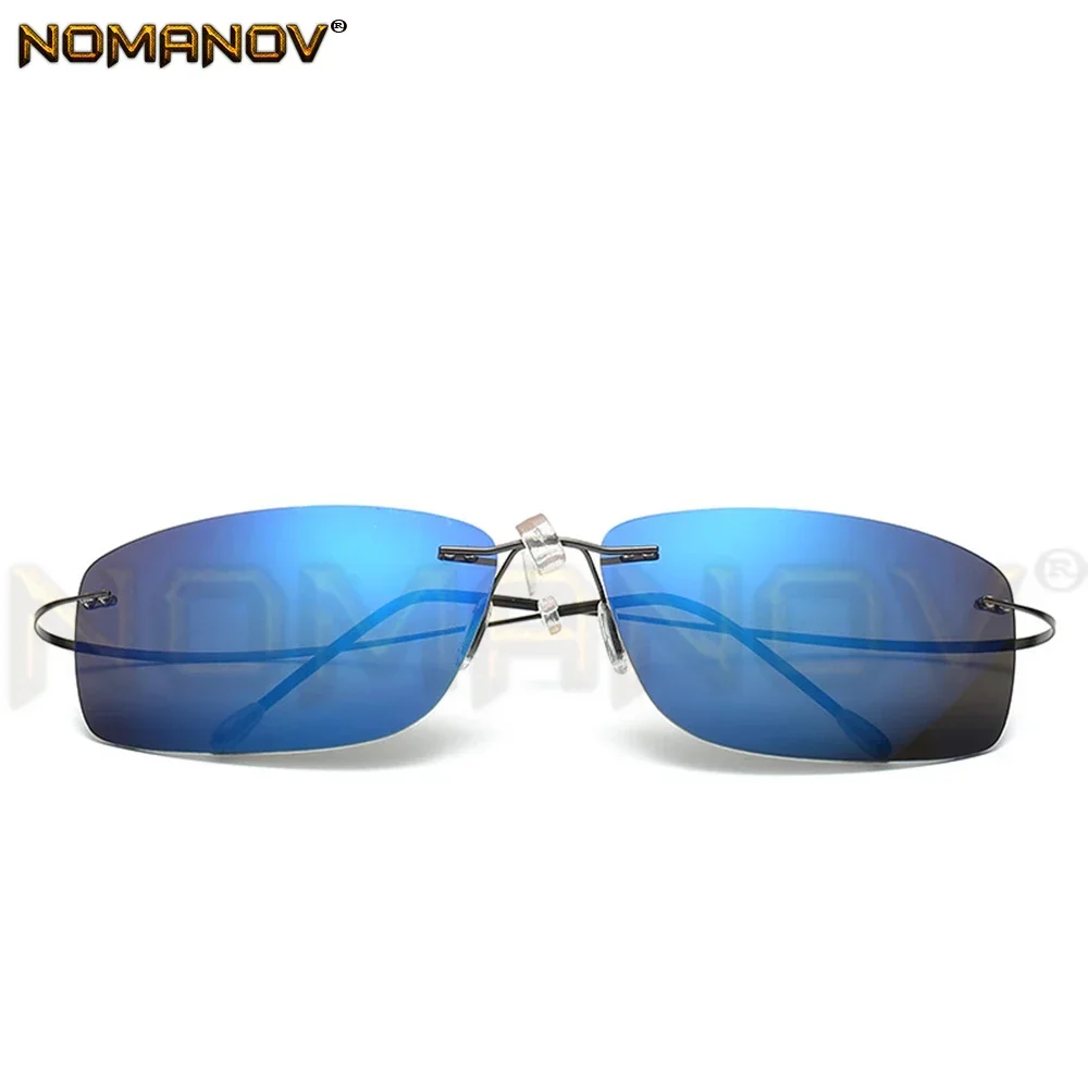 

Summer Style Rimless Mirror Blue Grey Polarized Lens Sunglasses Men Women Super Light Polarized Sun Glasses Driving