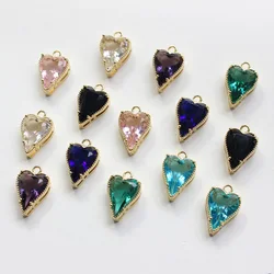 4PCS Brass Peach Heart 18K Plated True Gold Zircon Inlaid Pendant DIY Making Supplies Necklace Earrings Material Accessories