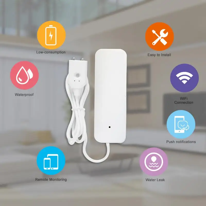 

Tuya Wi-Fi с зуммером, датчик утечки, приложение для разделения умного дома, дистанционное управление, обратная связь в реальном времени, Alexa Google Assistant