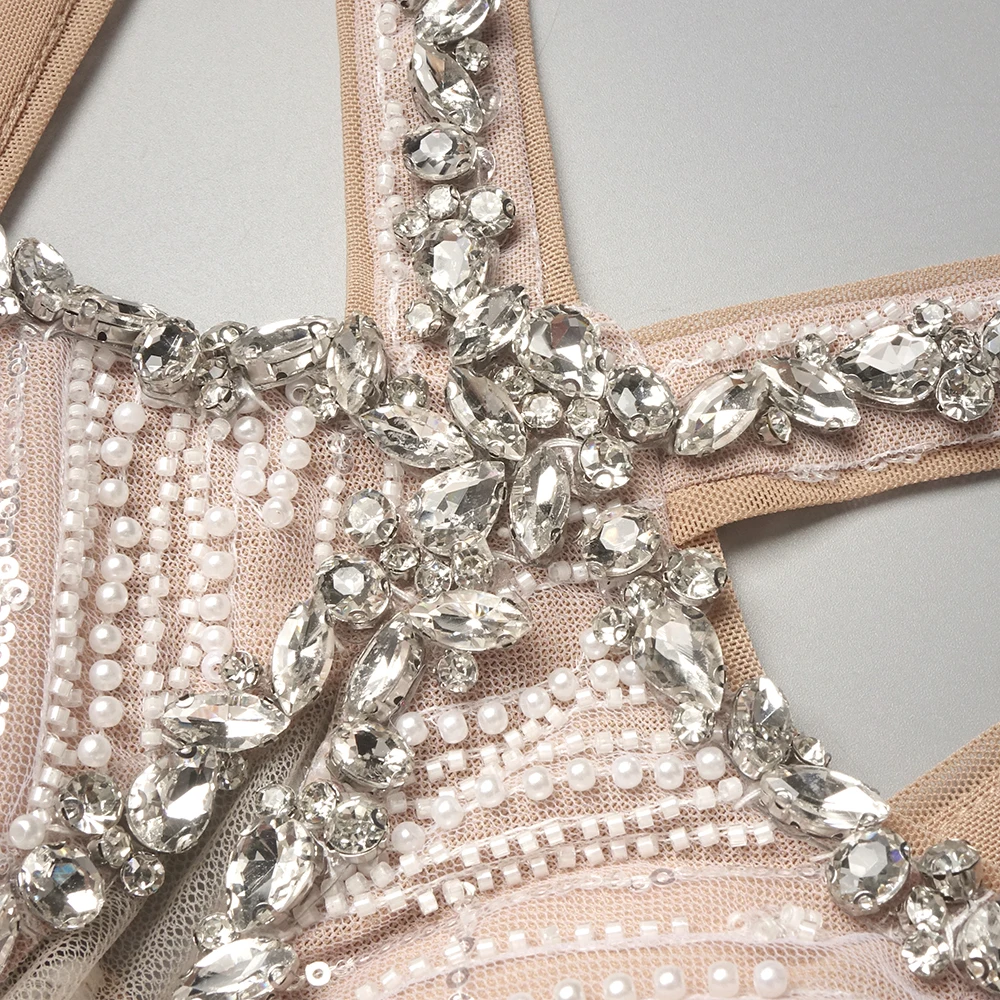 فستان سهرة مطرز بالكريستال الفضي PB مع فتحة ثقب المفتاح، فستان طويل أنيق بدون أكمام للحفلات والمناسبات الرسمية