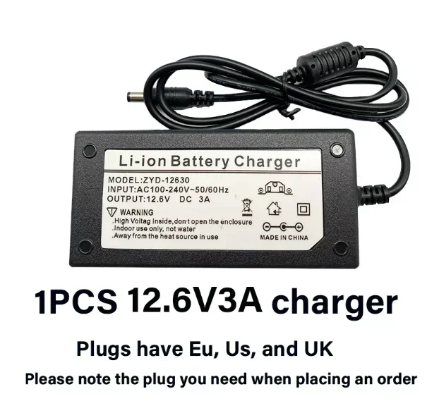 

12.6V3A 18650 Lithium Battery Charger For 12V 3Series Li-ion Battery Polymer rechargeable Battery Pack Smart Charger