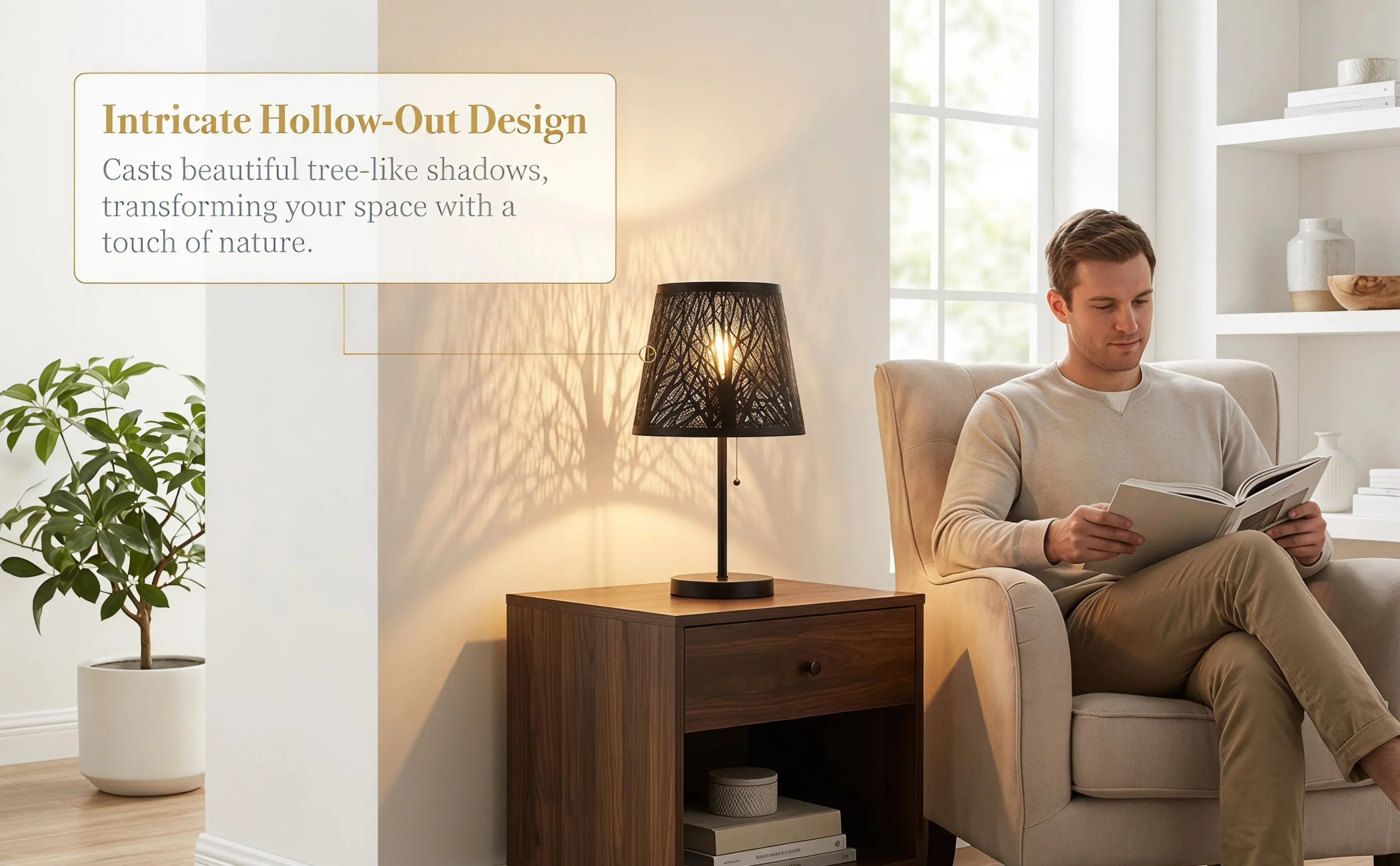 1Pcs Tree Shadow Iron Table Lamp Shade Decorative Bedside Lamp Cover Metal Light Shade Elegant Design Light Cover