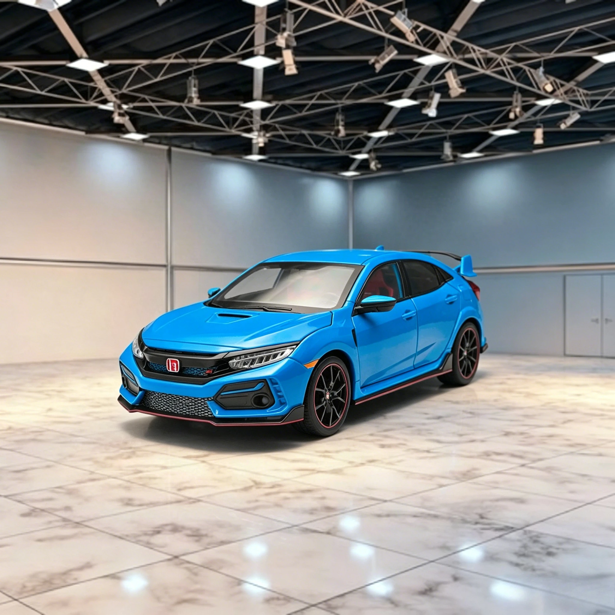 Scale 1:18 CIVIC TYPE-R Alloy Diecast Toy Cars Model Simulated with Sound Light Vehicles Collection Toys Birthday Gifts