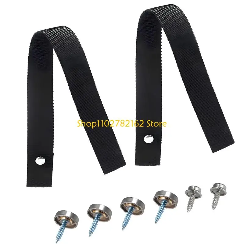 547B Black Nylon Boat Ladder Strap for Boarding Ladder Securing, Marine Replacement Strap with Metal Hardware for Upkeep