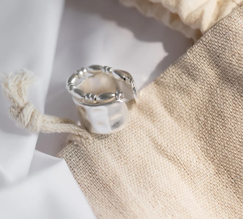 Brass With 18K Vintage Beads Stackble Rings Women Jewelry Punk Style Designer Club Cocktail Party GownTrendy Boho Korean Japan