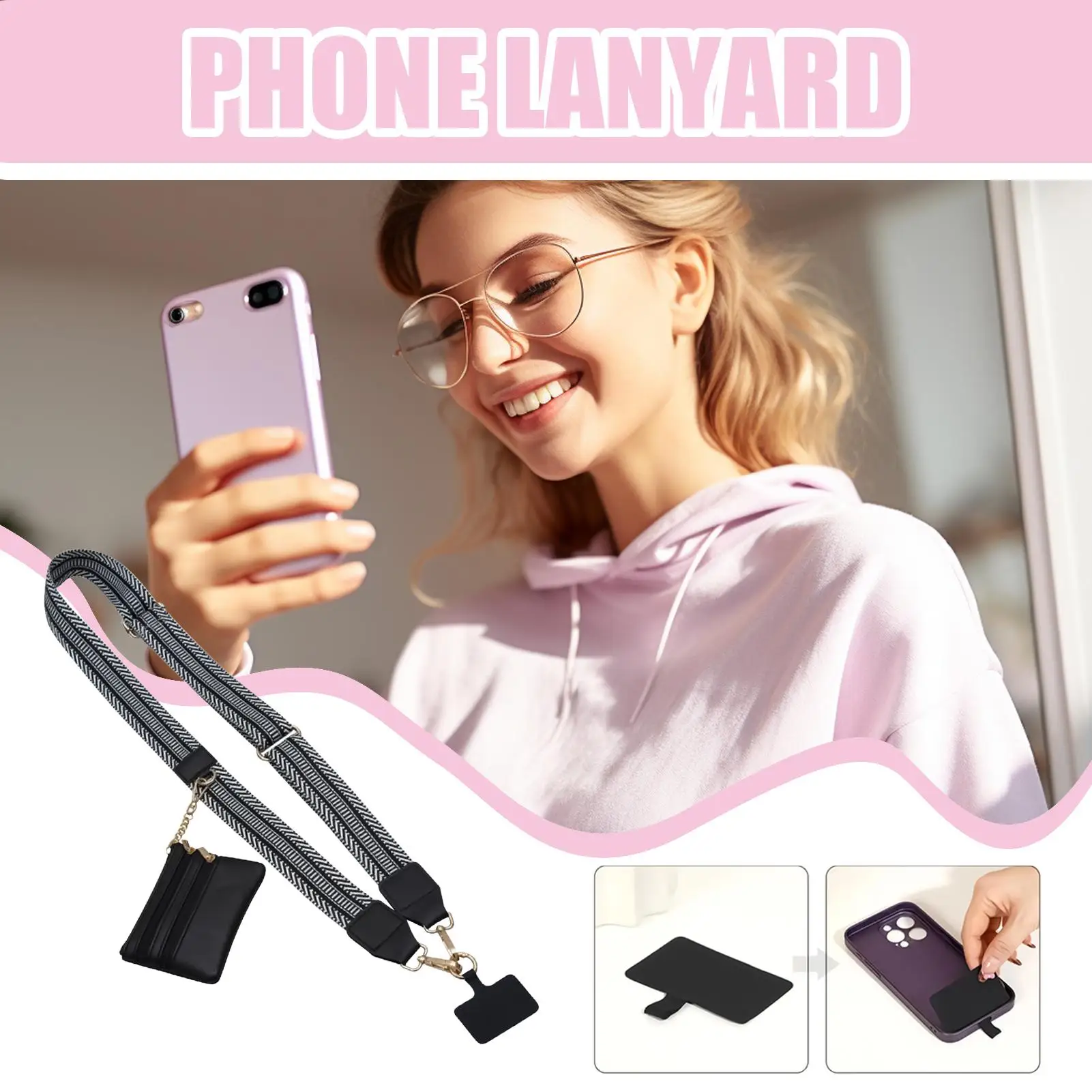 حزام الهاتف مع محفظة 27.5 بوصة مكافحة سرقة الهاتف الرقبة الحبل حبال للفتيات المعلمين المسافرين الأحداث المدرسية التسوق في الهواء الطلق