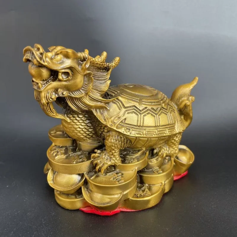 Yellow Tai Chi Bagua Money Ingot Dragon Turtle Home Decorative Craft Ornament