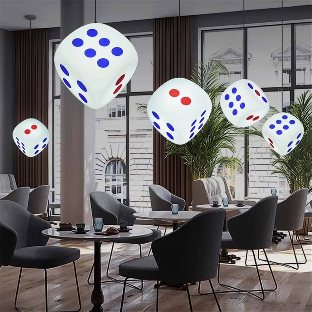 Creative Funky Luminous Dice Rgb Remote Led Pendant Lights Bar Counter Coffee Store Home Theater Ktv