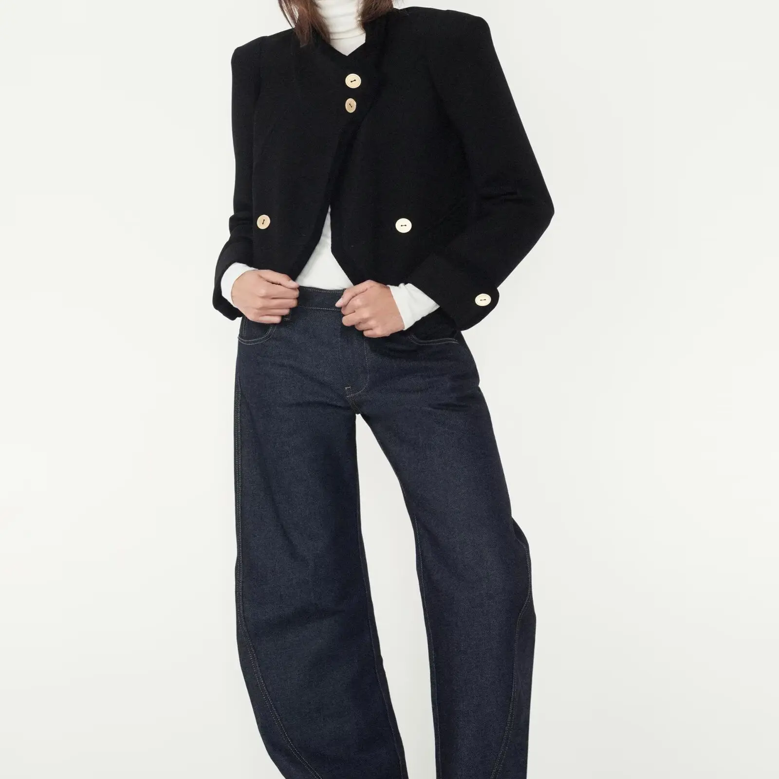 معطف نسائي من Faionable ort Jaet لخريف وشتاء وصل حديثًا بتصميم أزرار من ألياف البوليستر طويل Sve للتنقل