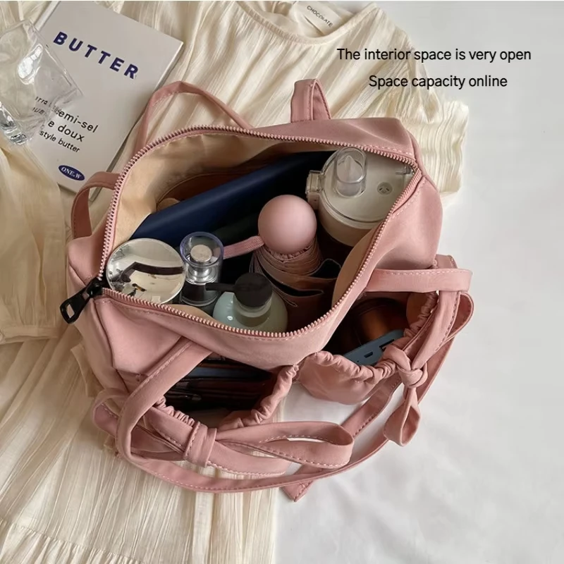 

Women's Handbag Tote Bag Korean Bow Nylon Shoulder Bags Fashionable and Sweet Design Tote Bags Folded Large Capacity Commuter