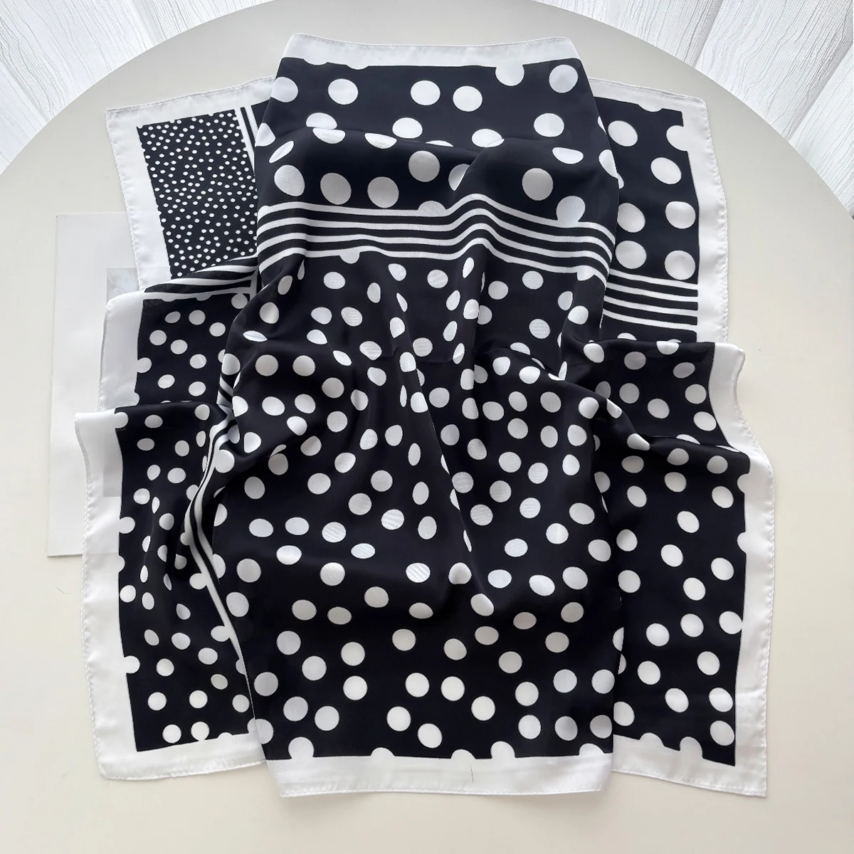 Polka Dot Square Scarf For Women Imitation Silk Bandanas Hijab Elegant Printed Scarves Neckerchief Luxury Beach Shawl Wraps