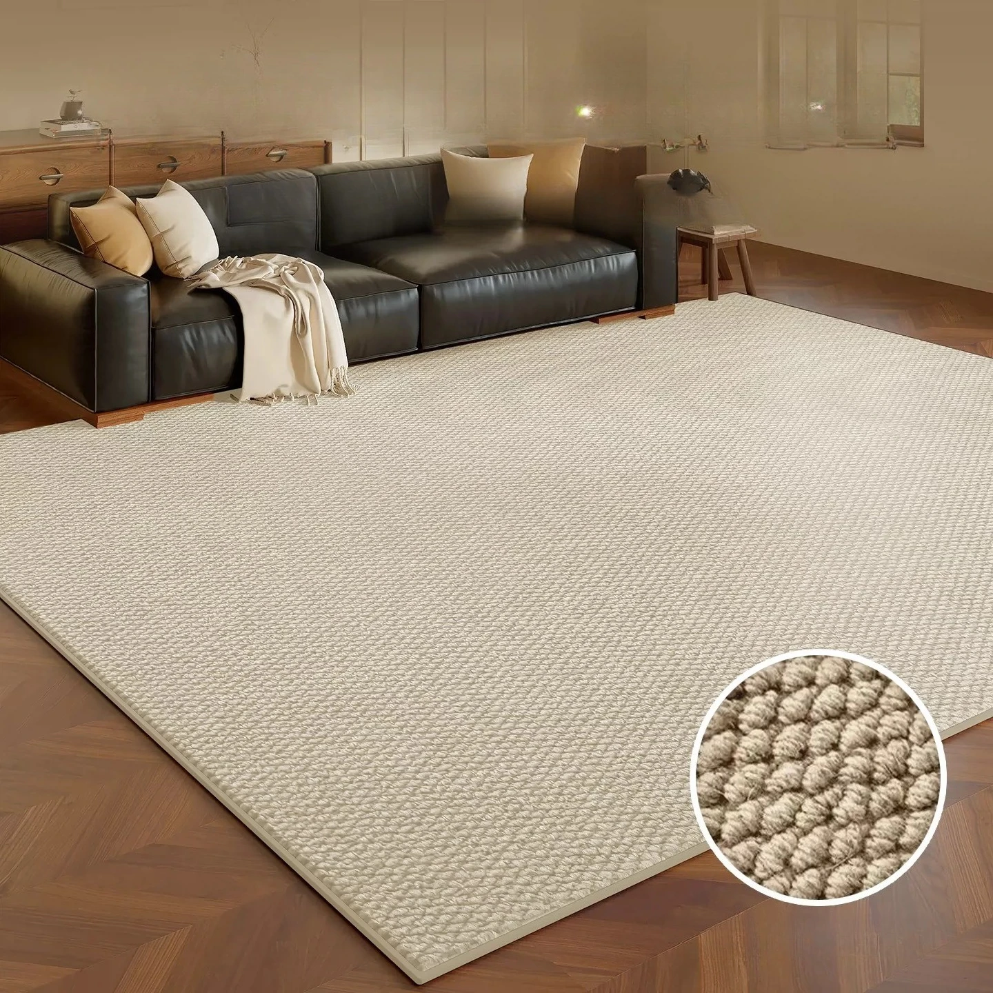 Japan Style Plain Colour Simple Style Living Room Carpet Thickened Scratch Resistant Lounge Rug Shed Resistant Mat for Bedroom