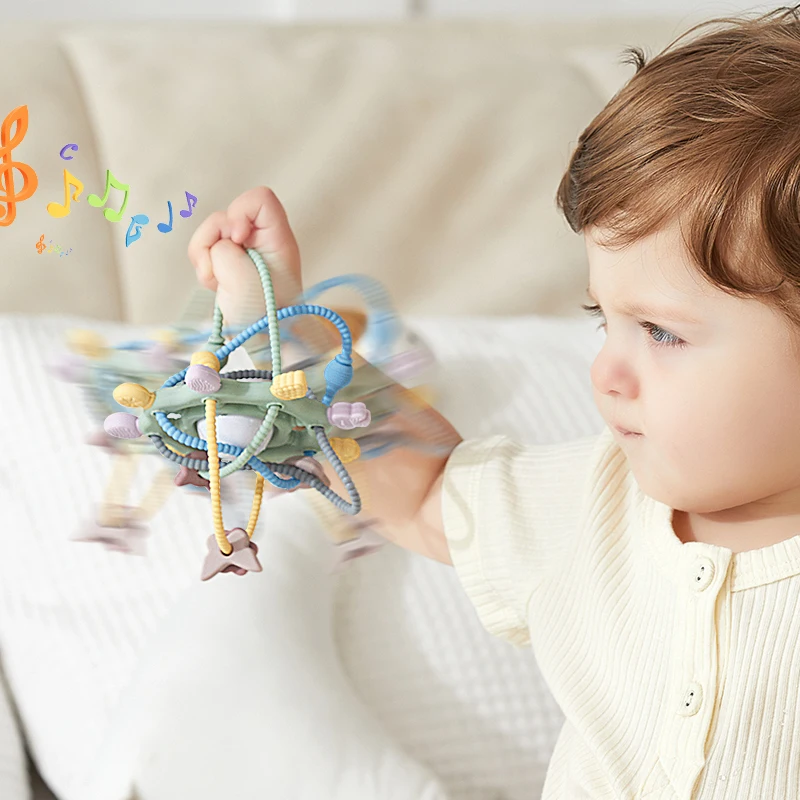 كرة تسنين سيليكون للأطفال، عضاضة مانهاتن، لعبة تسنين ناعمة وقابلة للمضغ للمواليد الجدد