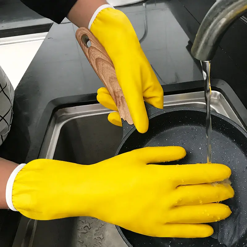 

Four-season dishwashing gloves, rubber latex gloves, labor protection wear-resistant women's kitchen thin waterproof gloves