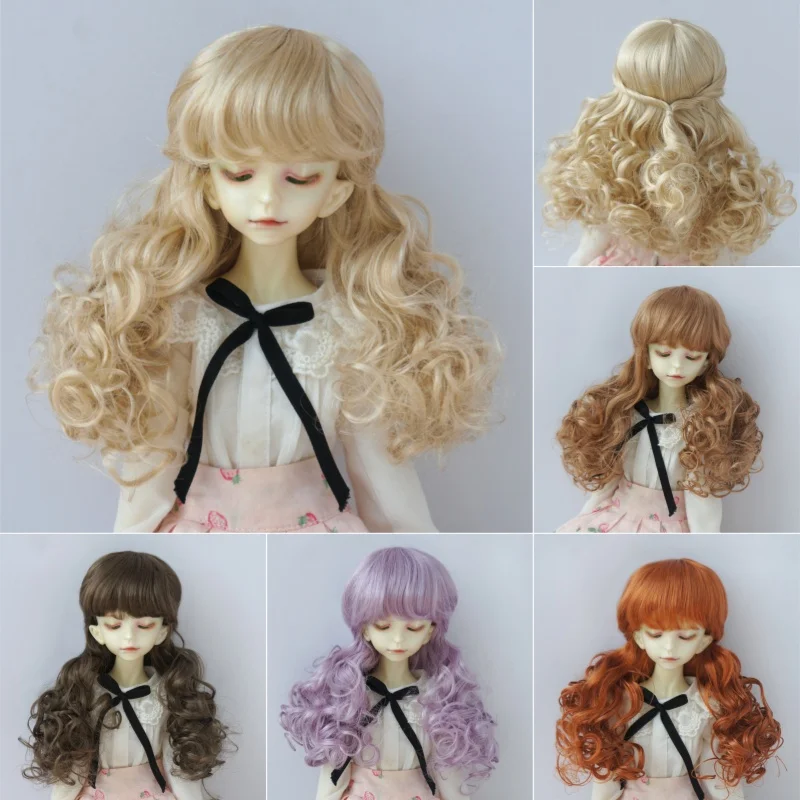 Nur Puppenhaar JD815 1/6 1/4 1/3 SD DOD QBaby Blythes Lange, unordentliche Welle mit halb gebundener Rückseite, Prinzessinnen-Synthetik-Mohair-BJD-Perücken