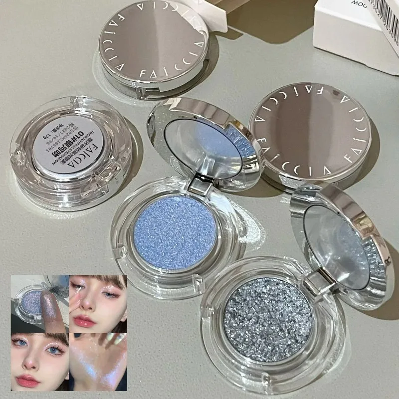 Diamant-Glitzer-Lidschatten-Palette, grau, blau, einfarbig, Glanz, Perlglanz, Gesicht, Körper, erhellt Glitzer, natürlicher Glanz, Kontur-Make-up