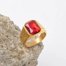 Men's/Women 316LStainless Steel Onyx Gem Style Rings Classic Fashion Trend Titanium steel ring Jewelry