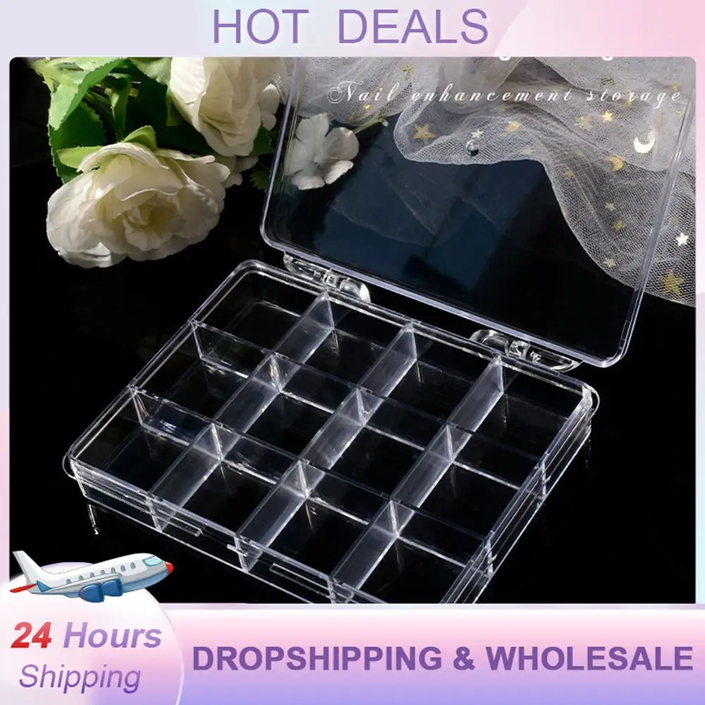 Grid Storage Box Not Easy To Deform Or Break Durable Transparent Nail Art Storage Box Jewelry Storage Box Transparent Design Ps