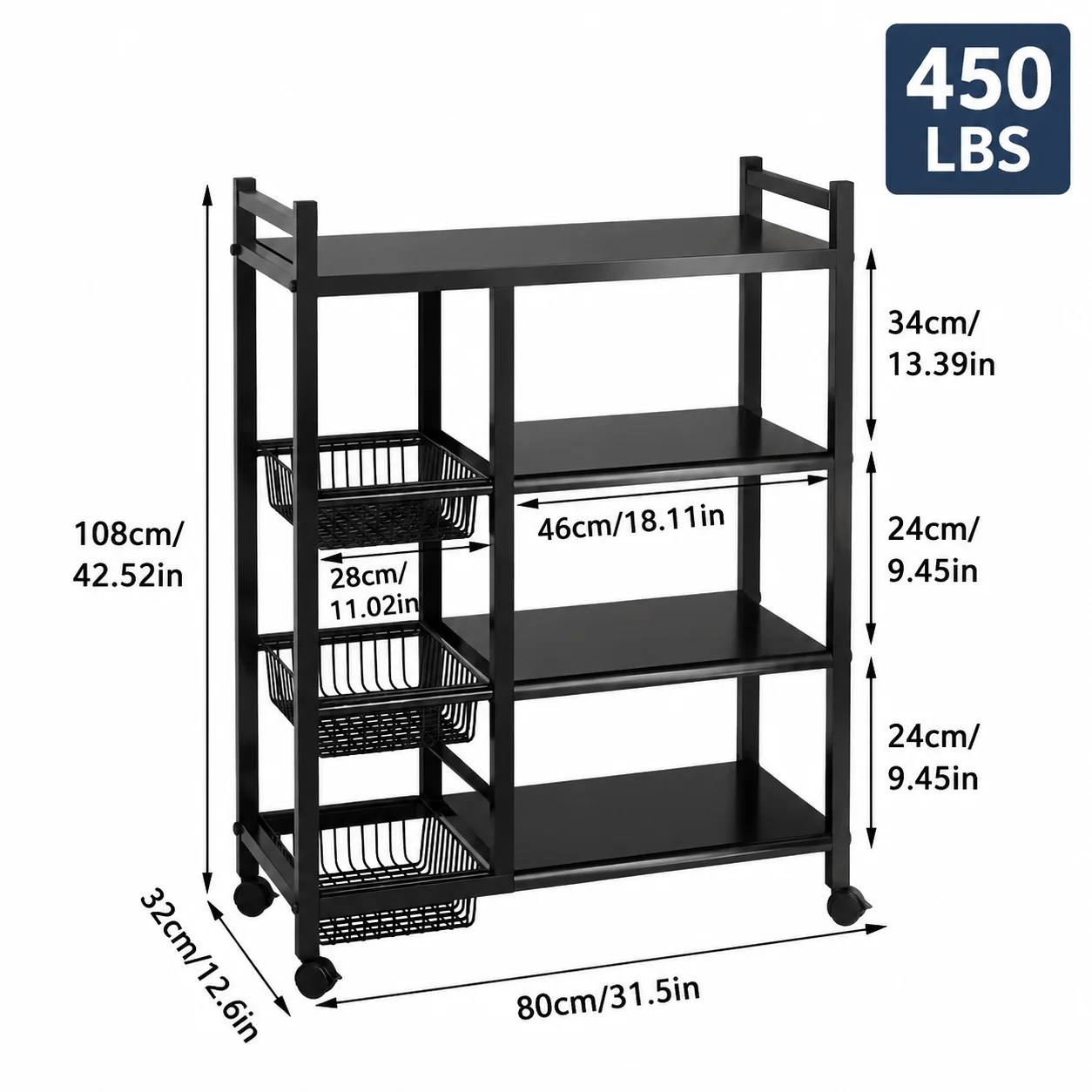 Space-Efficient Shelves for The Kitchen, Robust Build, Long-Lasting Shelving Unit, Storage Area, And a Versatile Storage Rack, Kitchen Commercial Wheeled Shelves, Standing Shelf